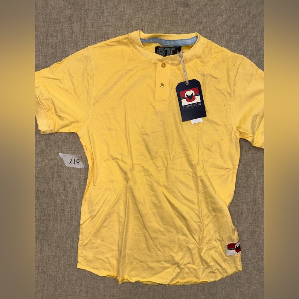 Yellow Short Sleeve Henley Shirt